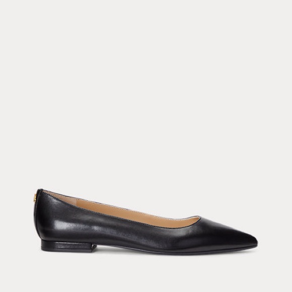 Lauren Ralph‎ Lauren Black Londyn Burnished Leather Ballet Flat - Picture 1 of 8